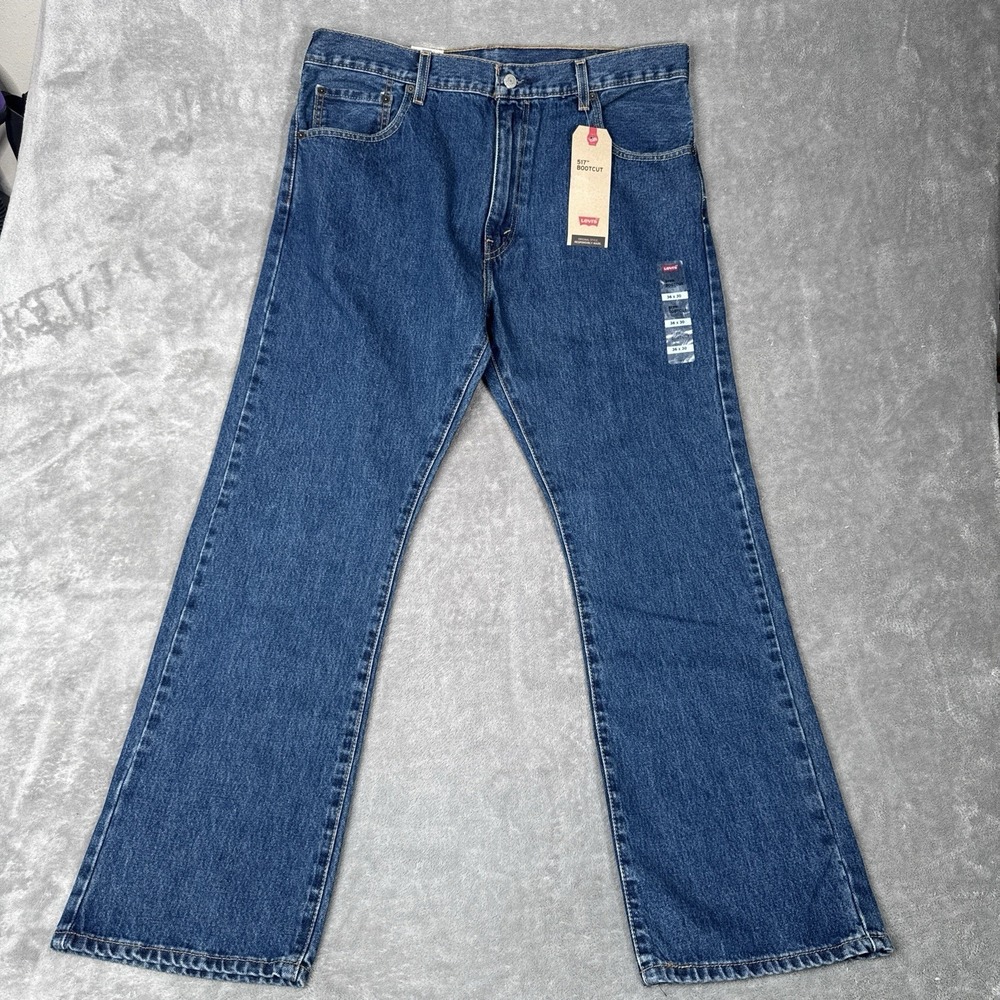 Levi's 517 Bootcut Denim Jeans Mens 34x30 Blue Slim Fit Dark Wash NWT